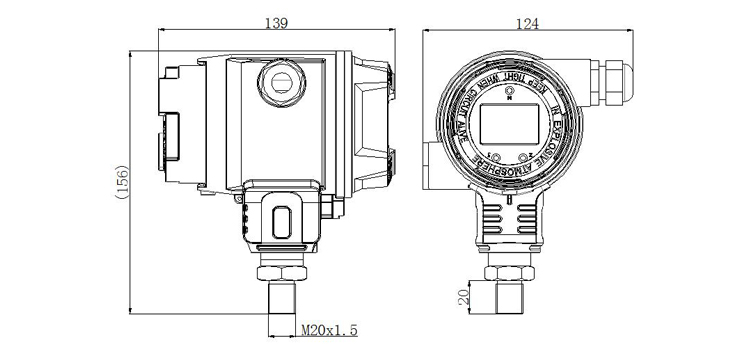 扩散硅变送器产品外形尺寸